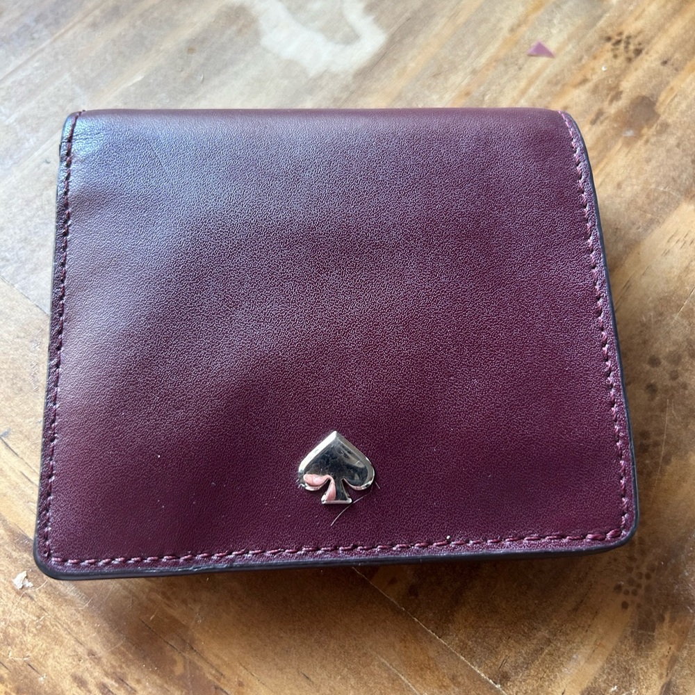 Kate Spade Plum Leather Wallet with Silver Logo